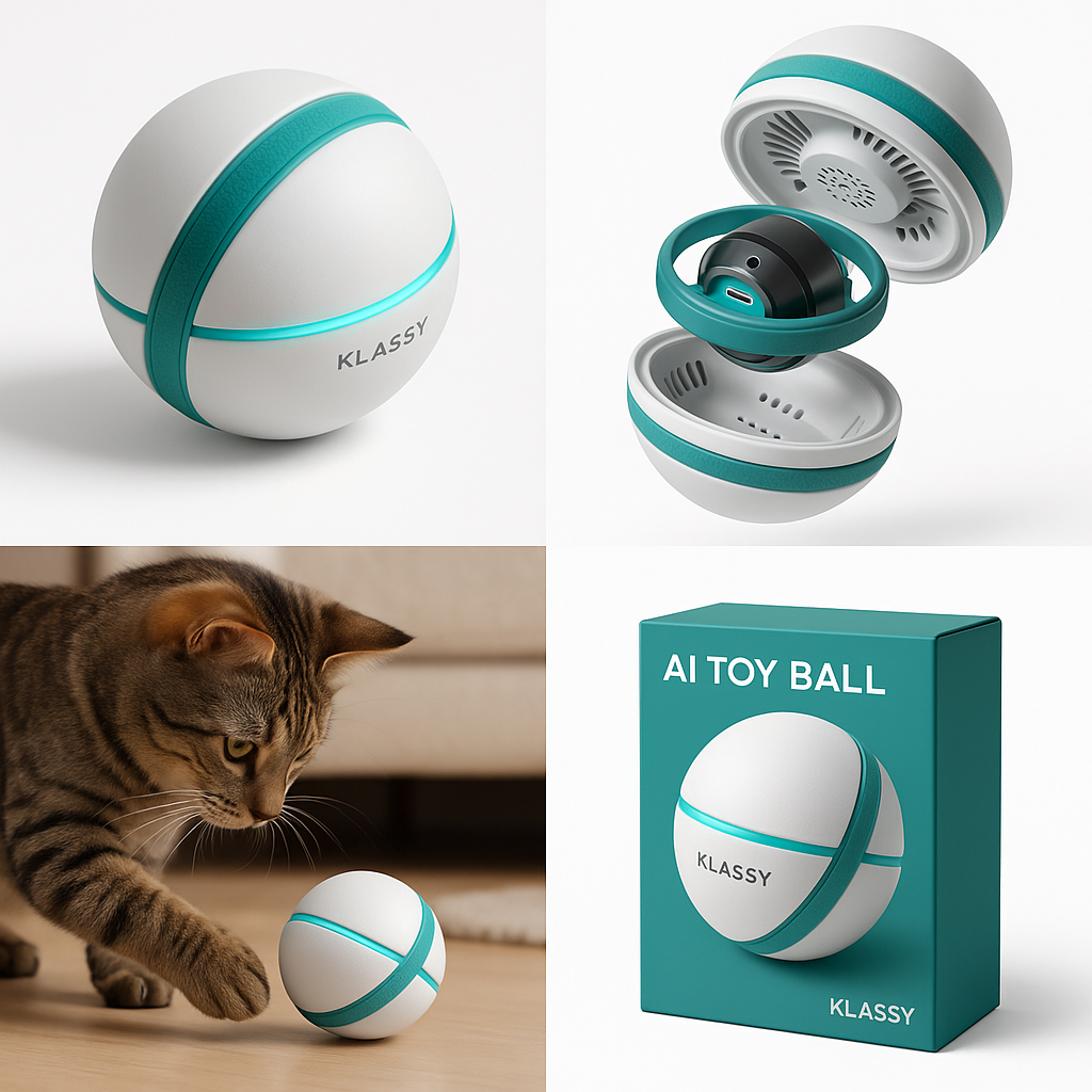 Klassy Play AI Toy Ball and activity collar concept